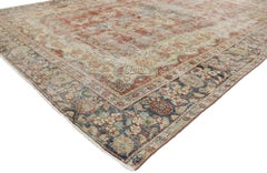 Distressed Antique Persian Mahal Rug with Rustic Modern Spanish Farmhouse Style
