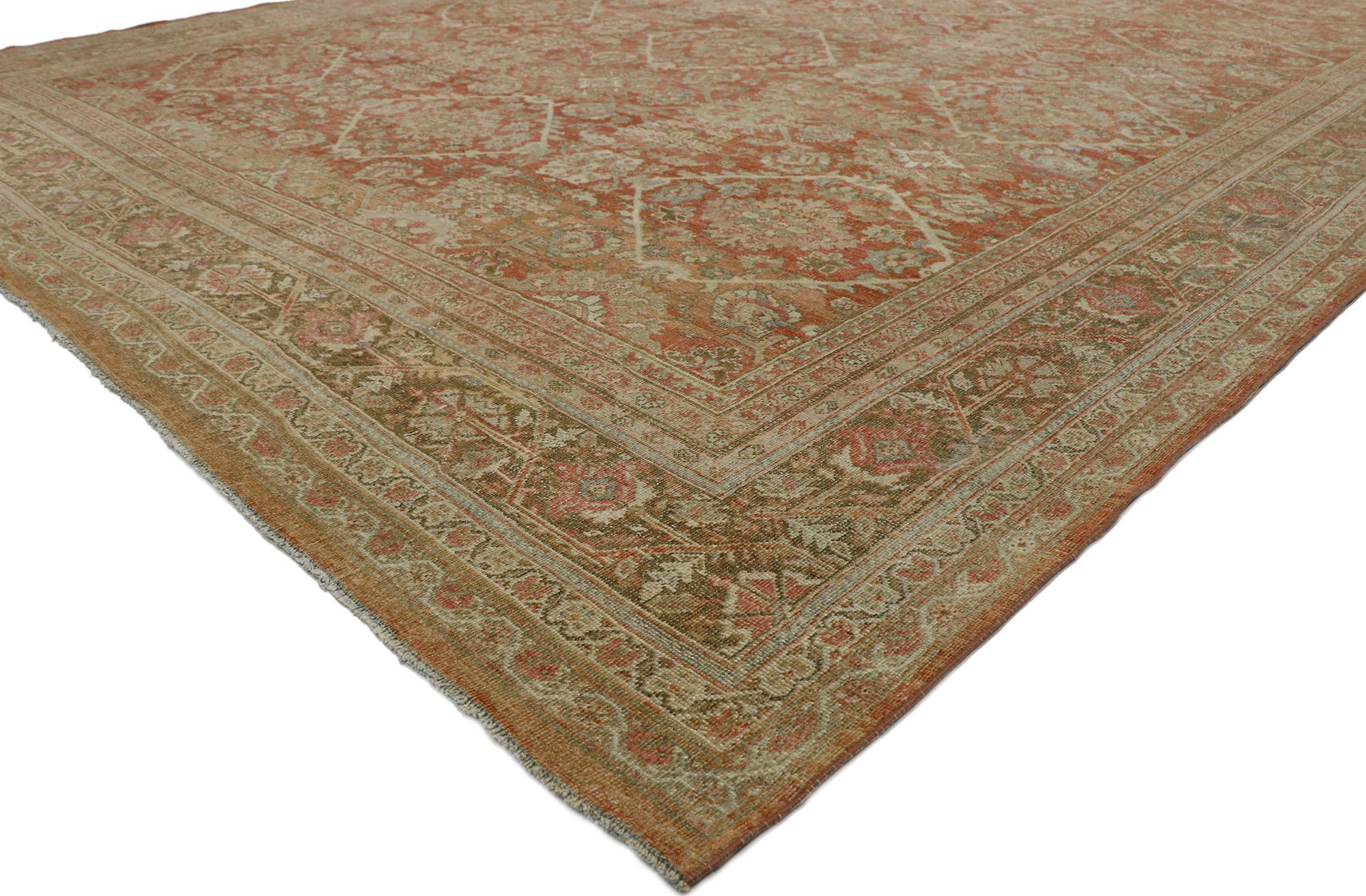 Hand-Knotted Distressed Antique Persian Mahal Rug with Rustic Spanish Mission Style