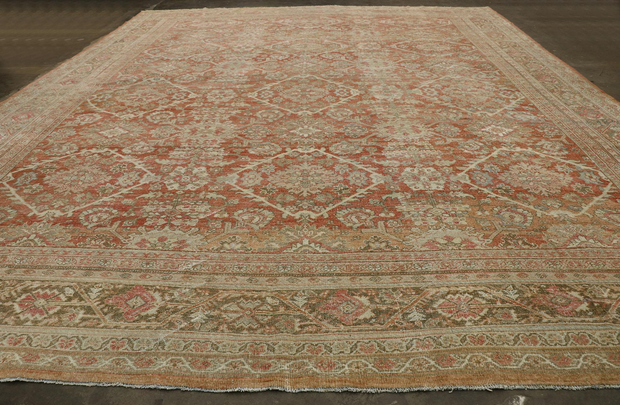 Distressed Antique Persian Mahal Rug with Rustic Spanish Mission Style 2