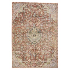 Distressed Antique Persian Mahal Rug with Rustic Style