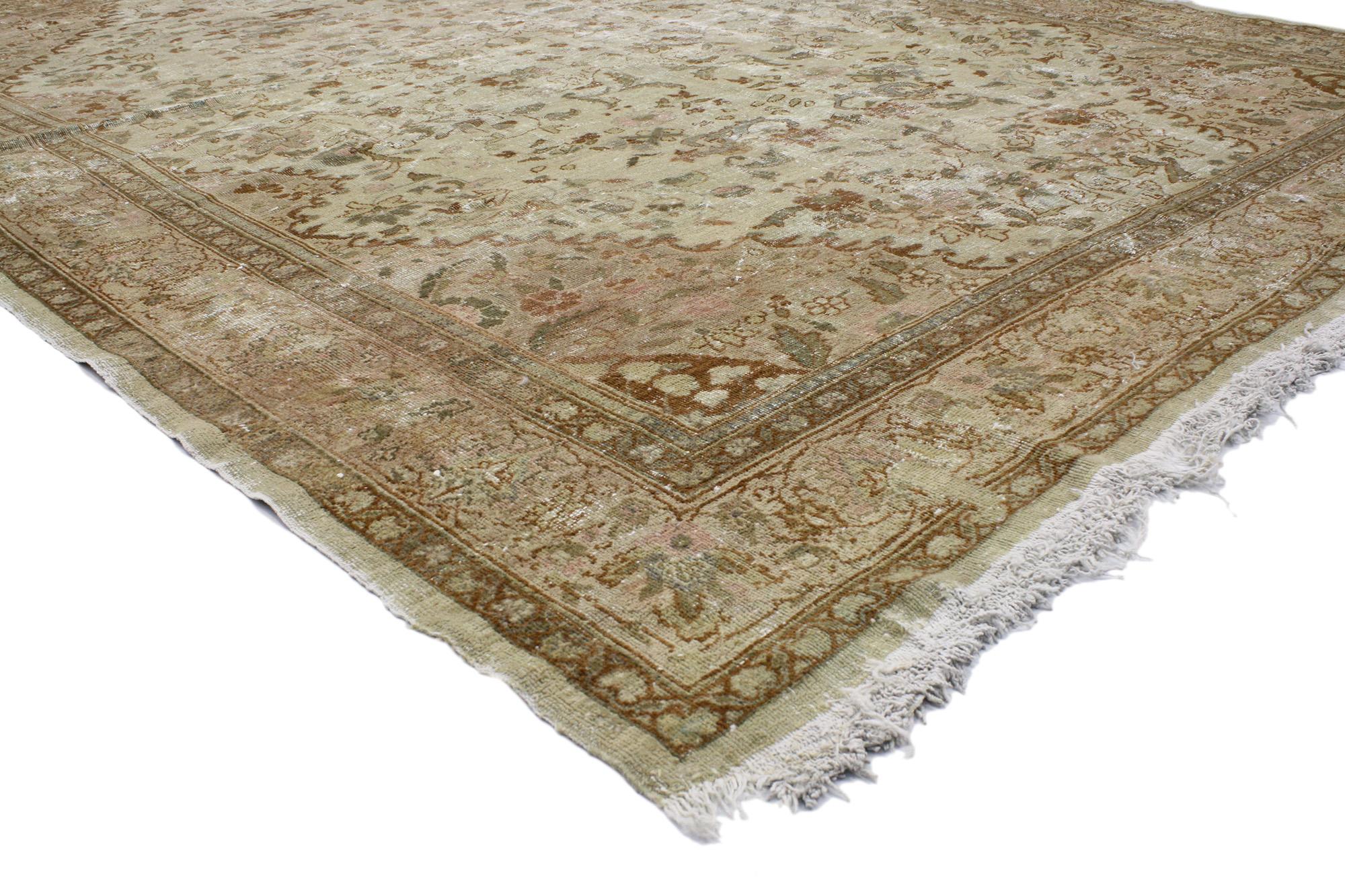 1890's Distressed Antike Persische Mahal Teppich (Rustikal) im Angebot