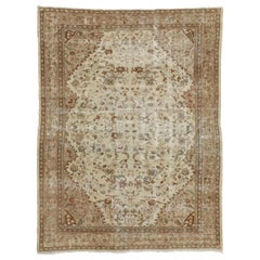 Distressed Antique Persian Mahal Rug with Shabby Chic Farmhouse Style