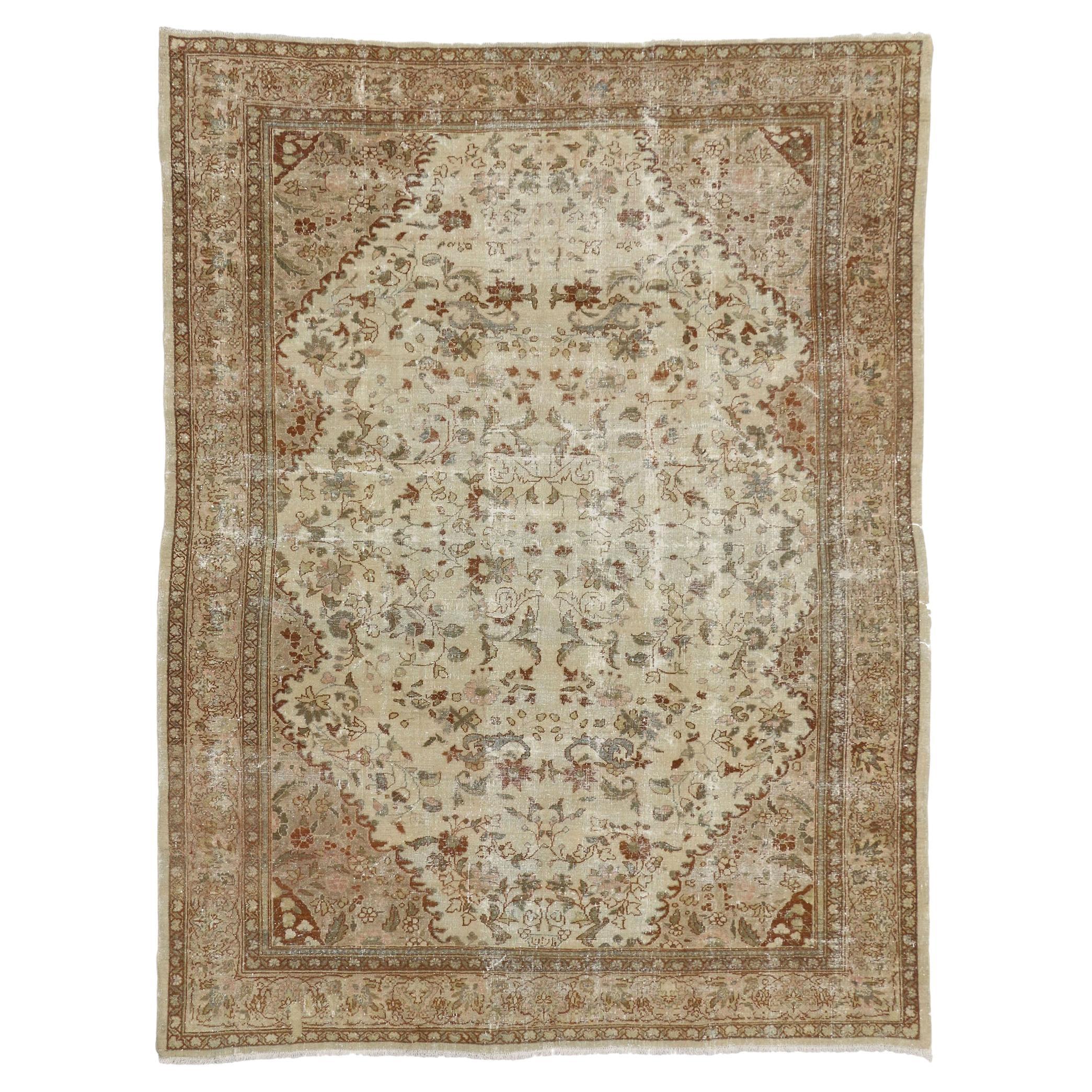 1890's Distressed Antique Persian Mahal Carpet