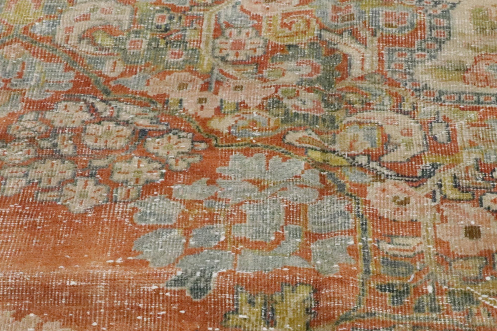 Distressed Antique Persian Mahal Carpet with Spanish Colonial Style For Sale 8