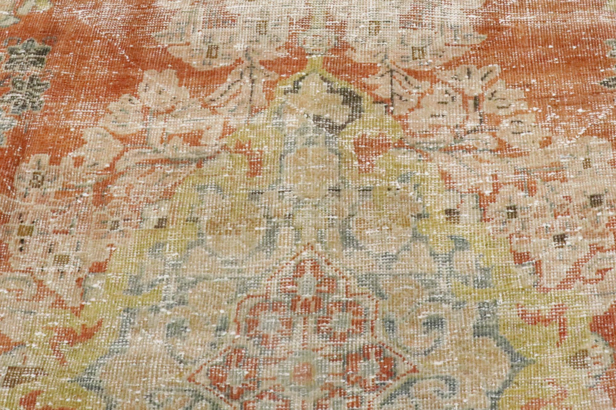 Distressed Antique Persian Mahal Carpet with Spanish Colonial Style For Sale 9
