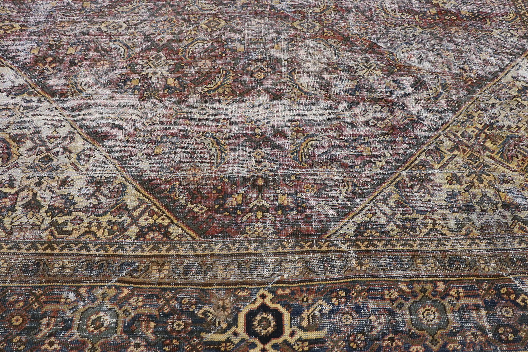  Distressed Antique Persian Mahal Rug with Traditional English Rustic Style  4