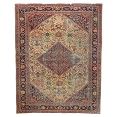 Distressed Antique Persian Mahal Rug with Weathered Rustic Style