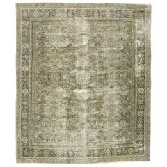 Antique-Worn Persian Mahal Rug, Relaxed Refinement Meets Earth-Tone Elegance