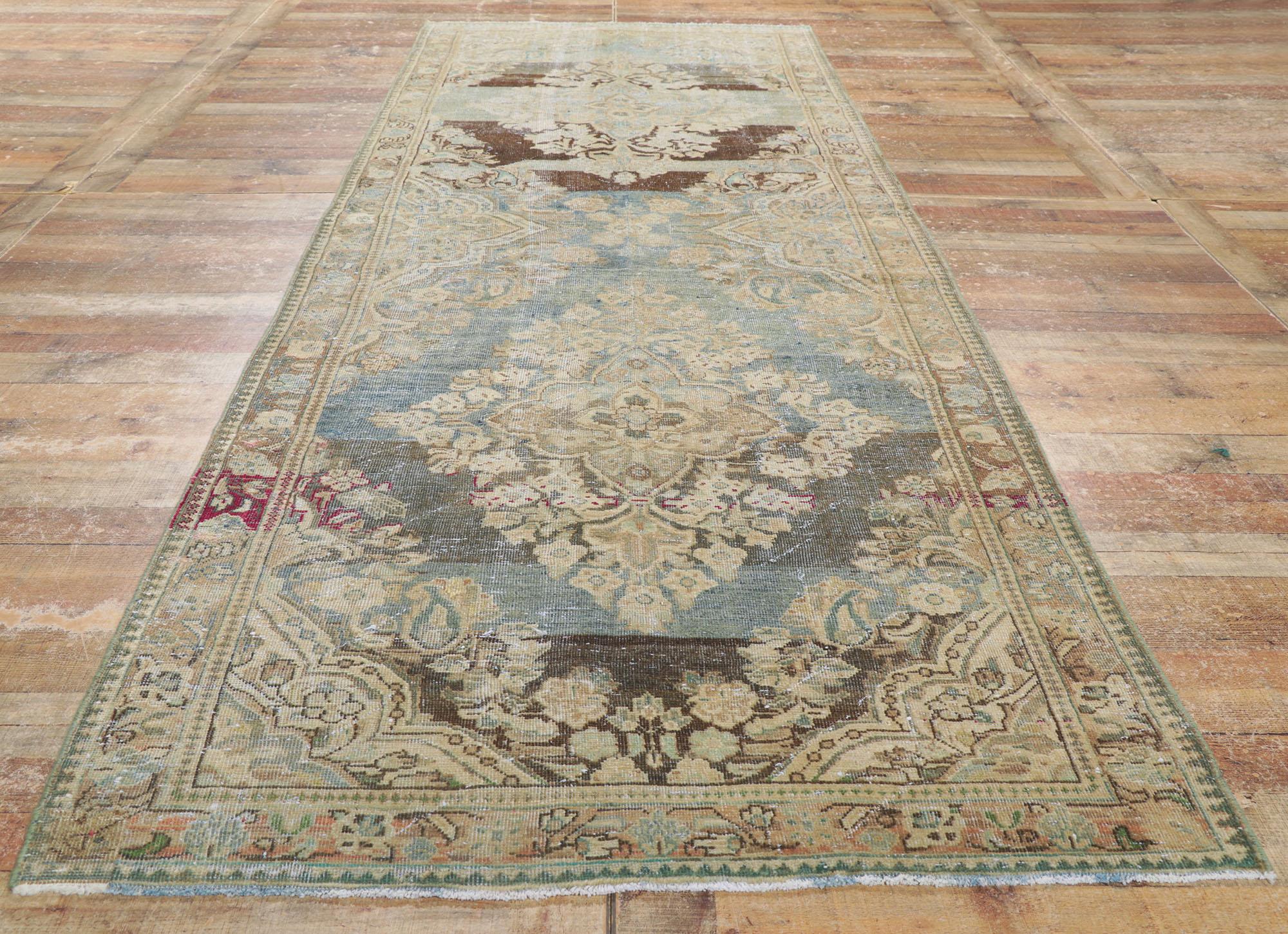 Wool Distressed Antique Persian Mahal Runner For Sale