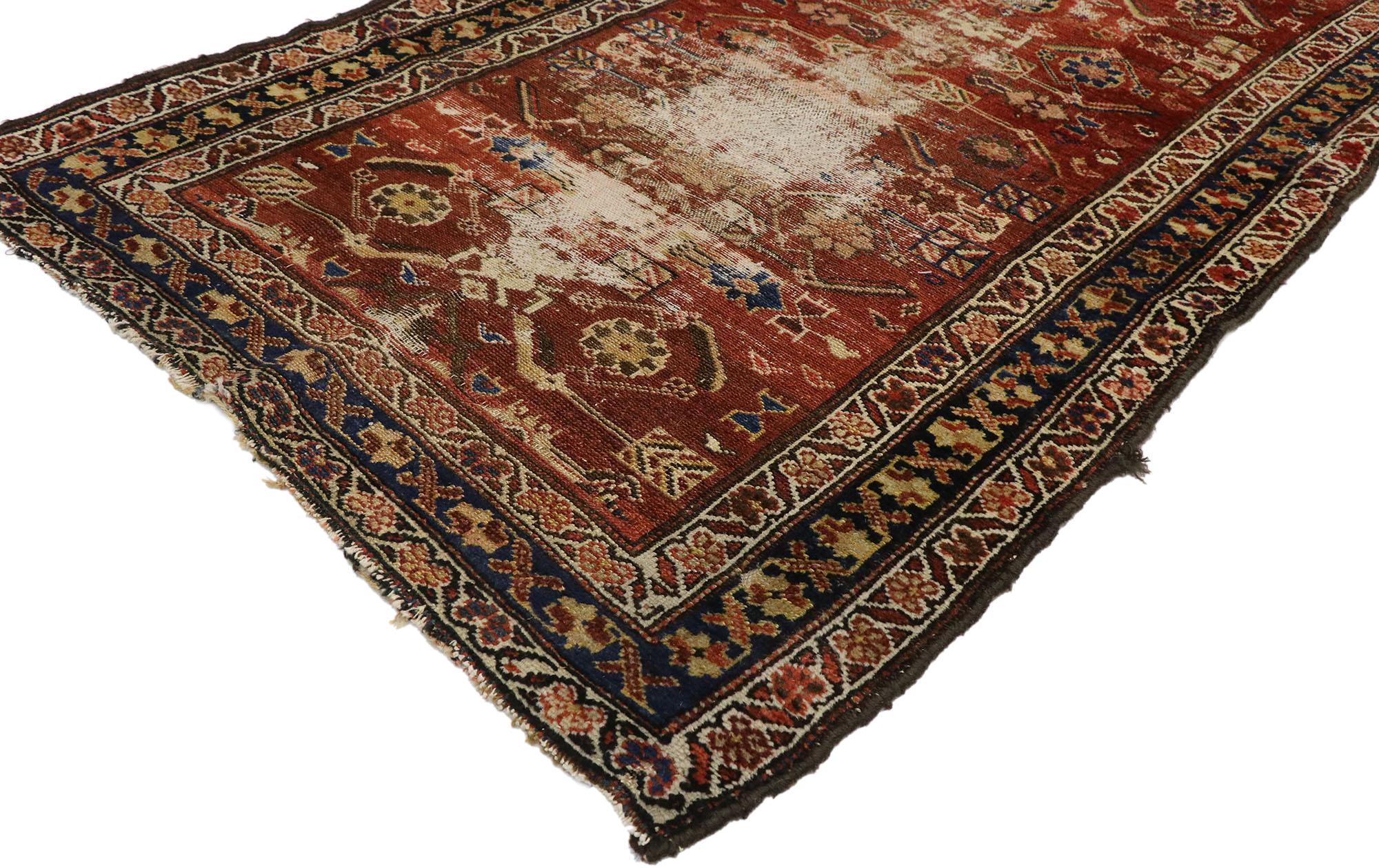 Malayer Tapis de couloir Mahal persan ancien vieilli de style artisanal rustique en vente