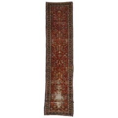 Distressed Antique Persian Mahal Runner with Rustic Artisan Style