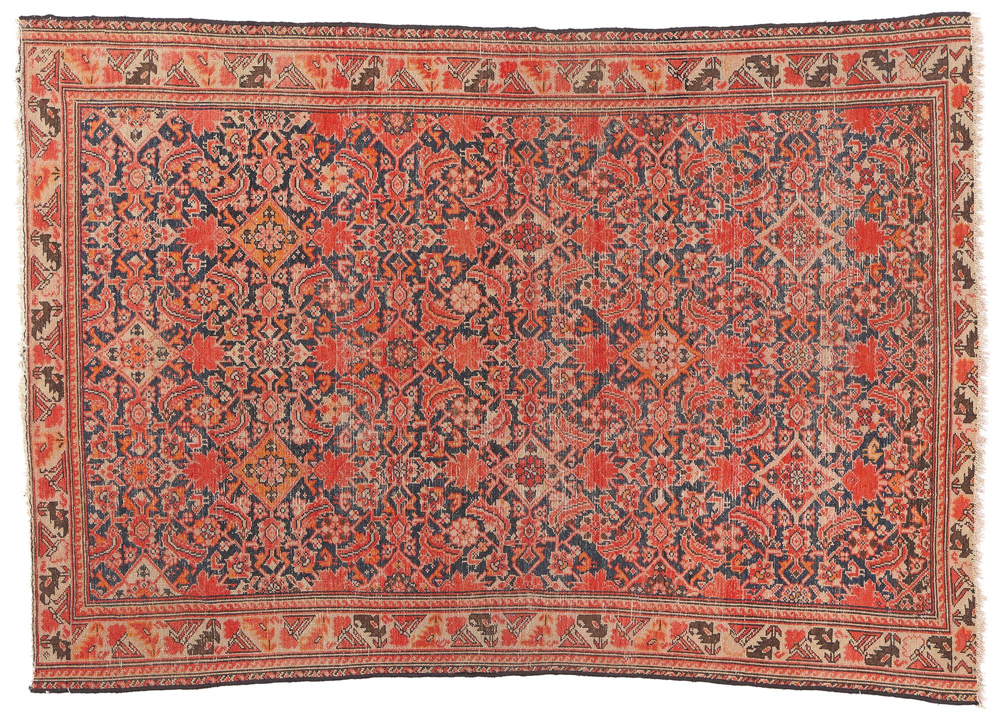 Antiker persischer Malayer-Teppich, beschädigt im Angebot 3