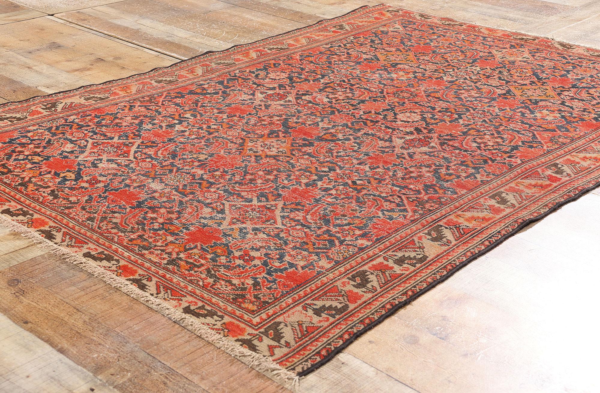 Antiker persischer Malayer-Teppich, beschädigt (Wolle) im Angebot