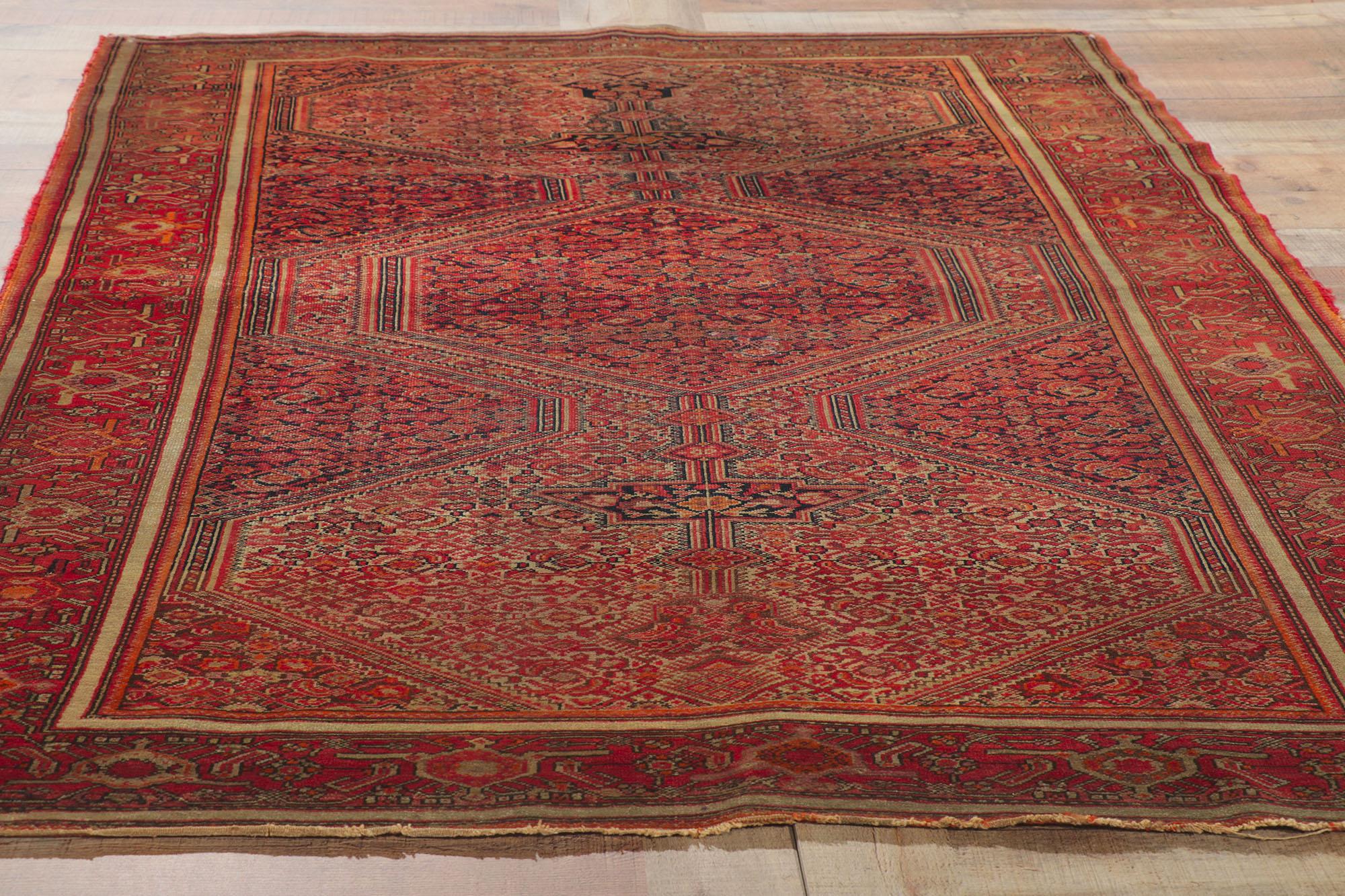Distressed Antique Persian Malayer Carpet For Sale 1