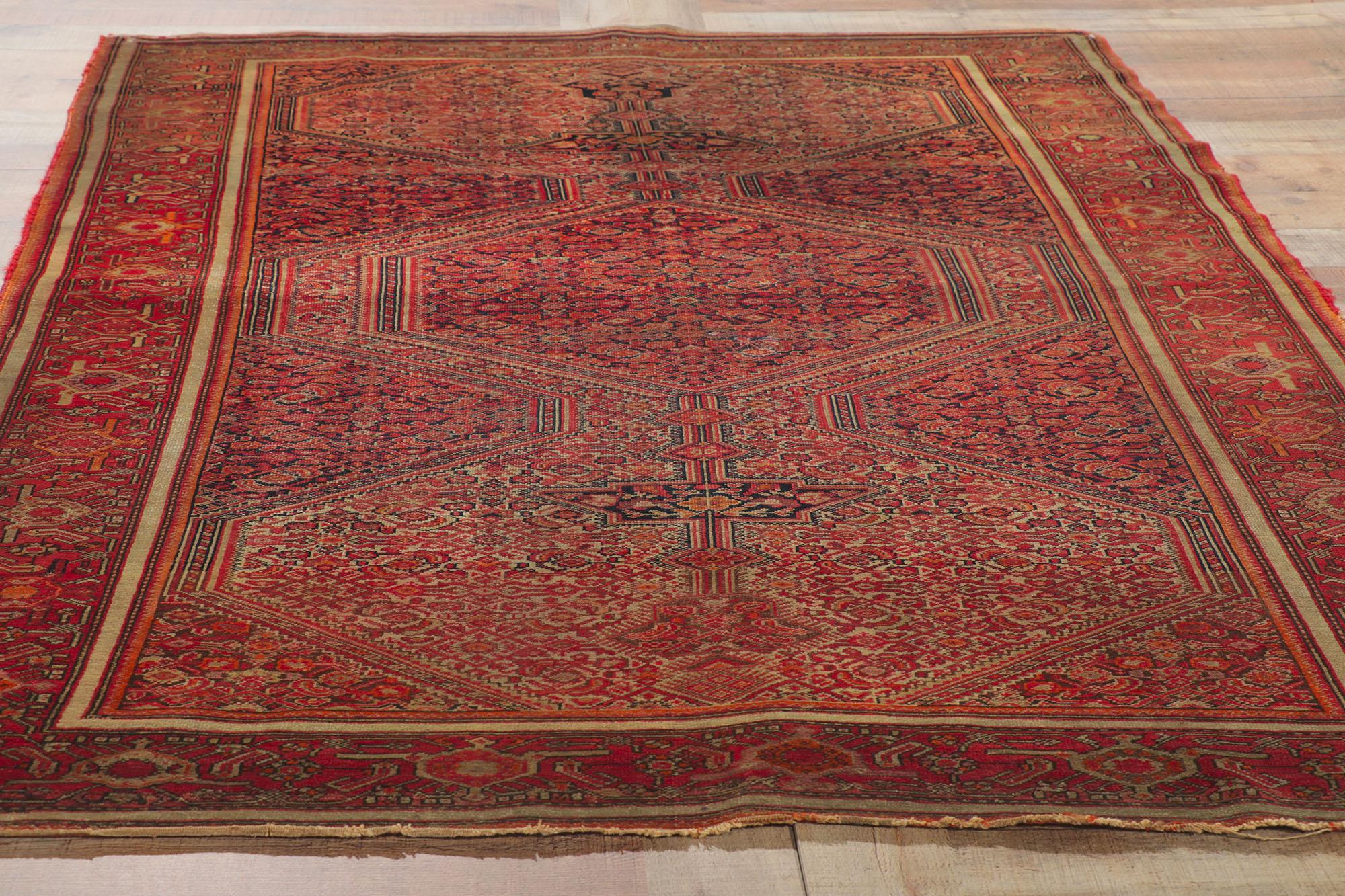 Alfombra persa antigua malayer desgastada en Desgastado estado para la venta en Dallas, TX