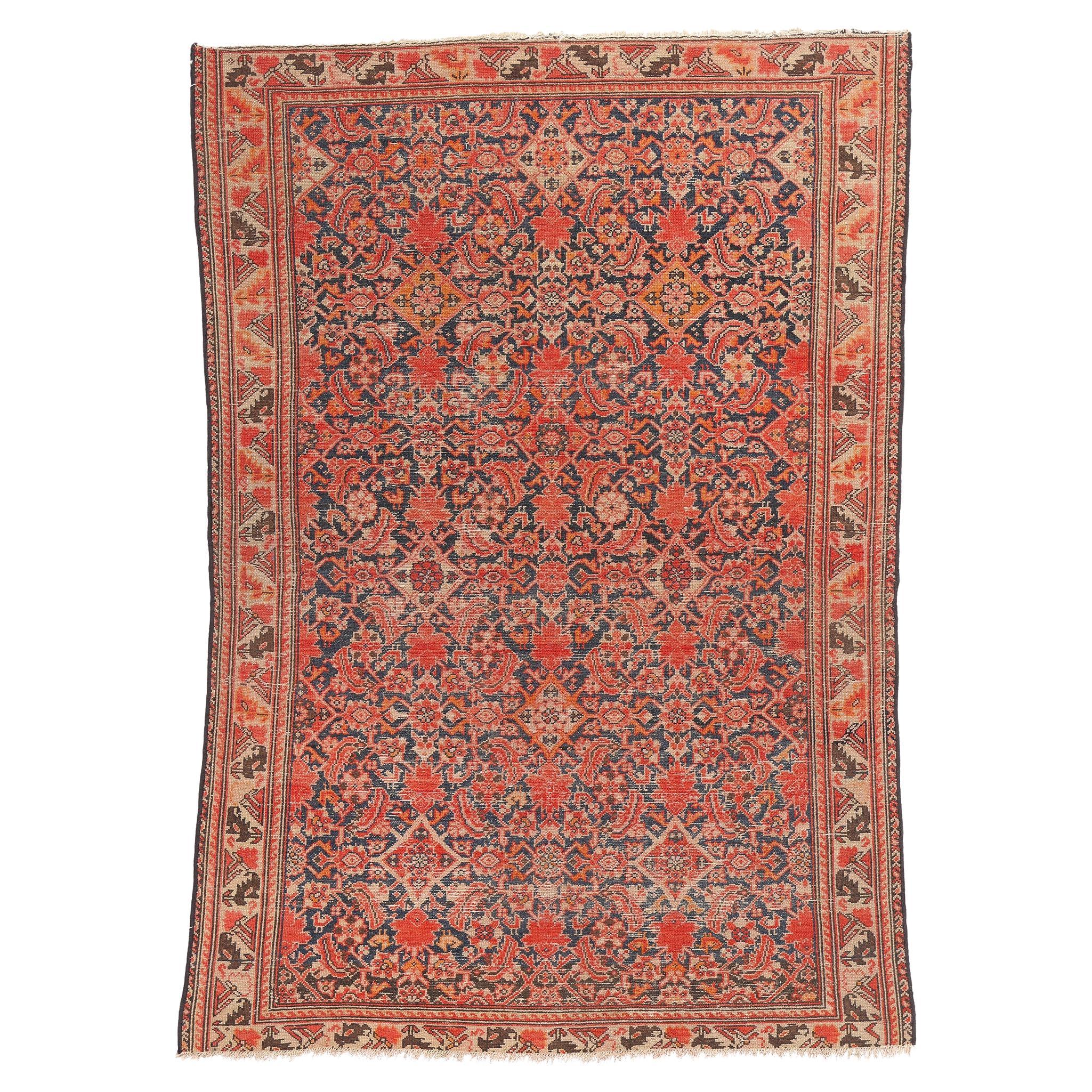 Tapis persan Malayer ancien vieilli