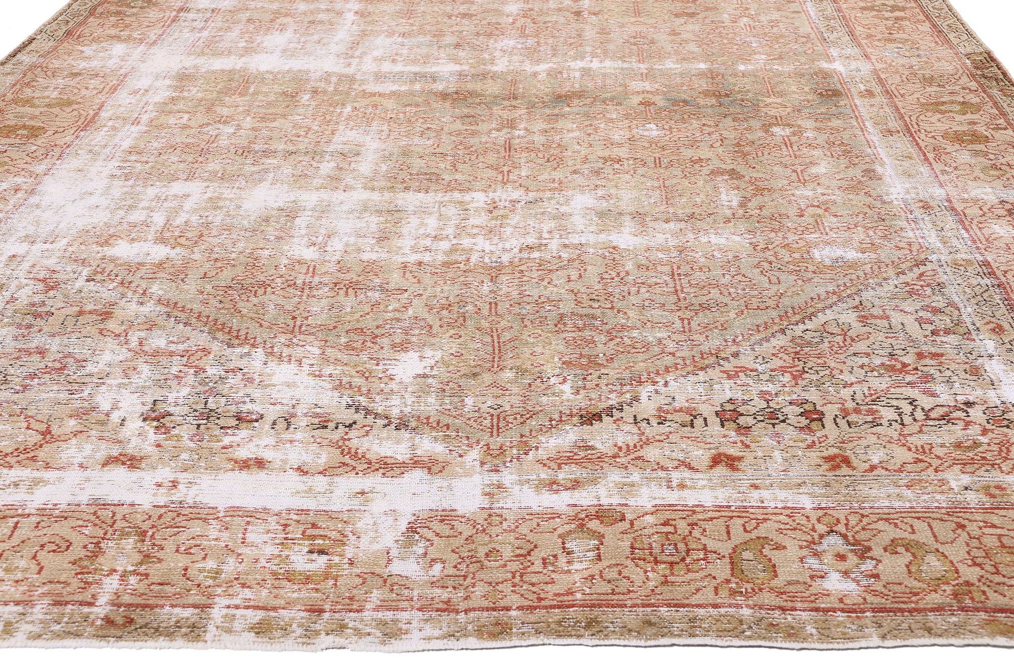 Laine Tapis persan Malayer ancien vieilli de style moderne en vente