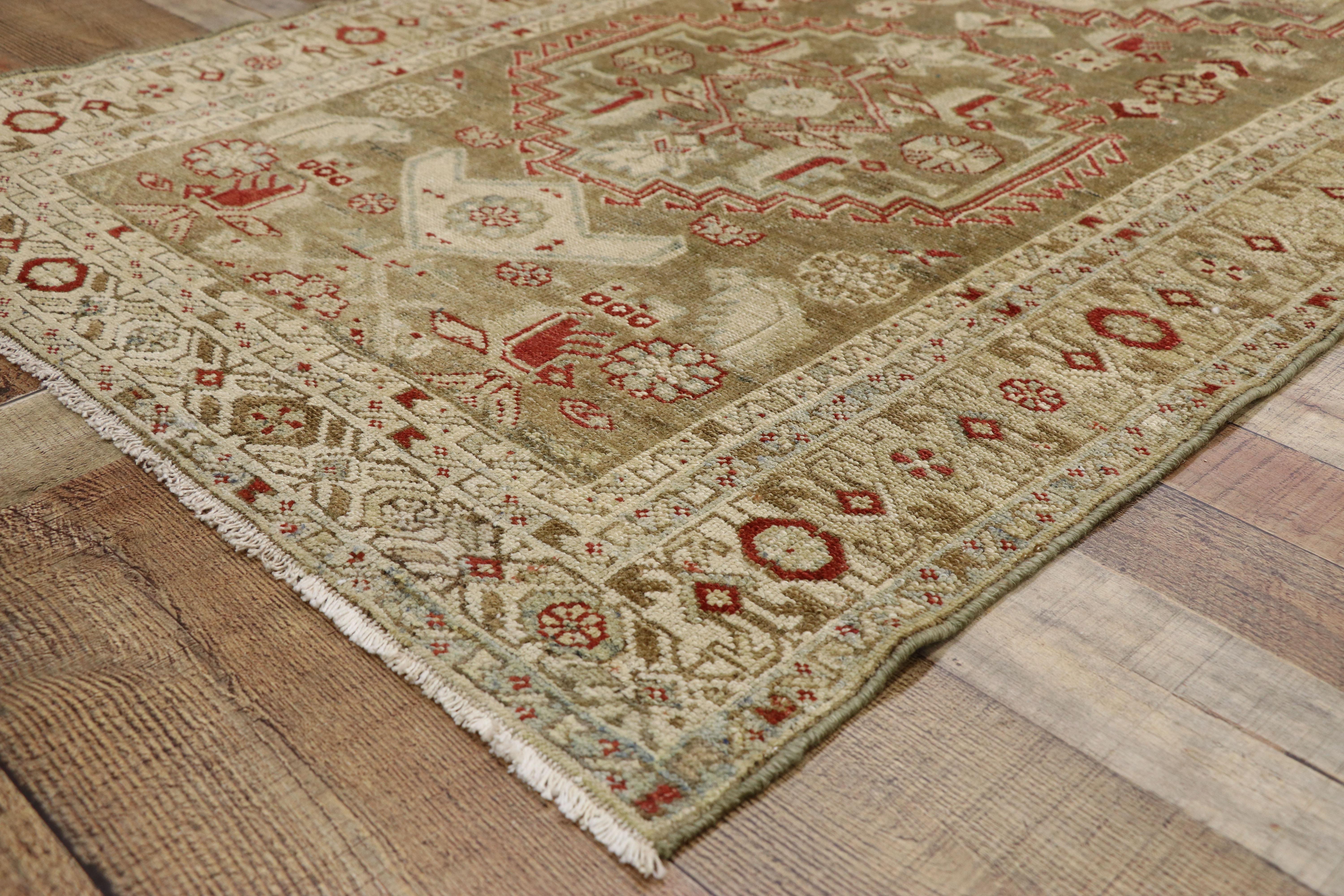 20th Century Distressed Antique Persian Malayer Design Runner with Rustic Arts & Crafts Style For Sale