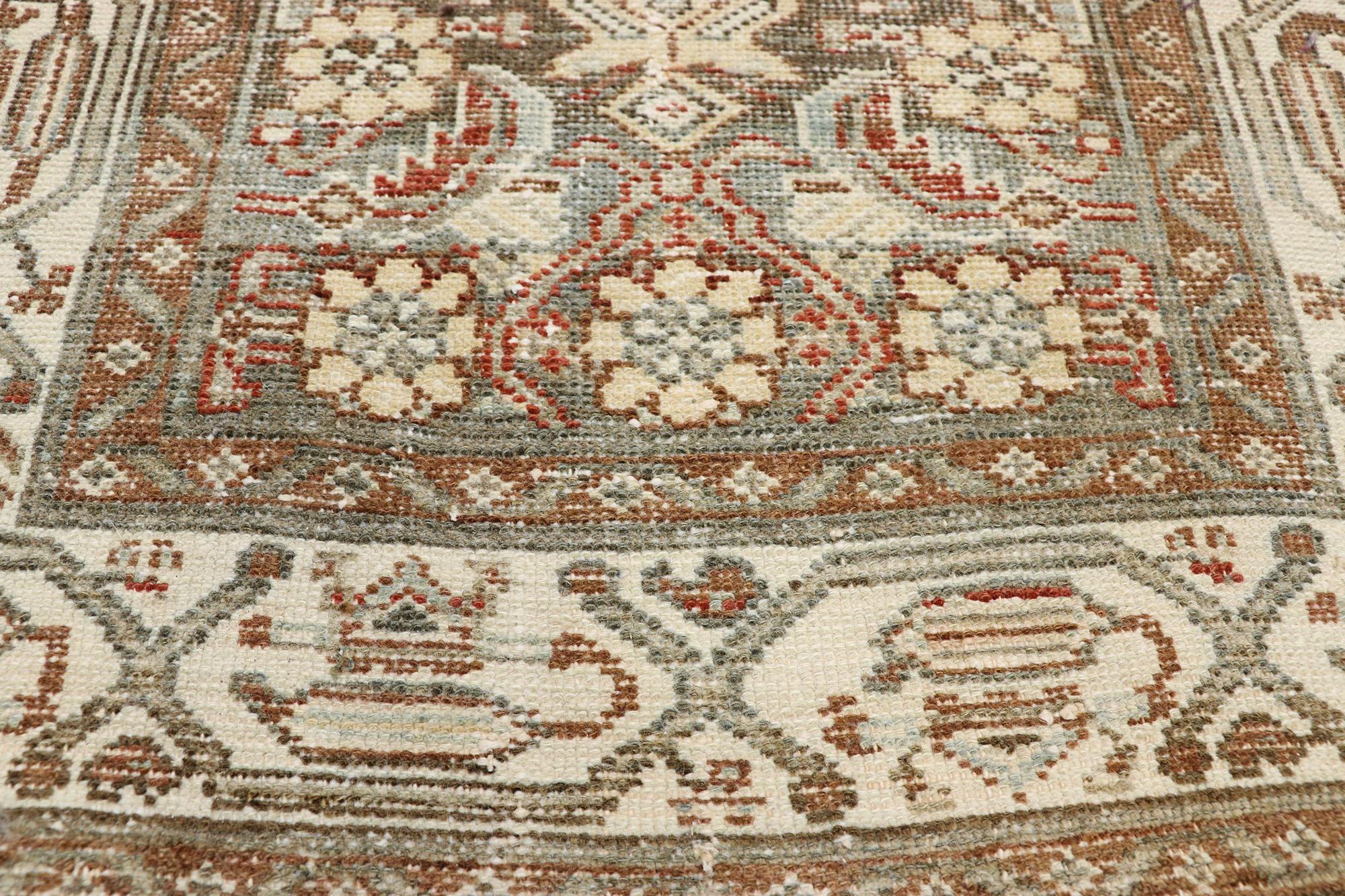 Turkish Distressed Antique Persian Malayer Design Runner with Rustic Craftsman Style For Sale