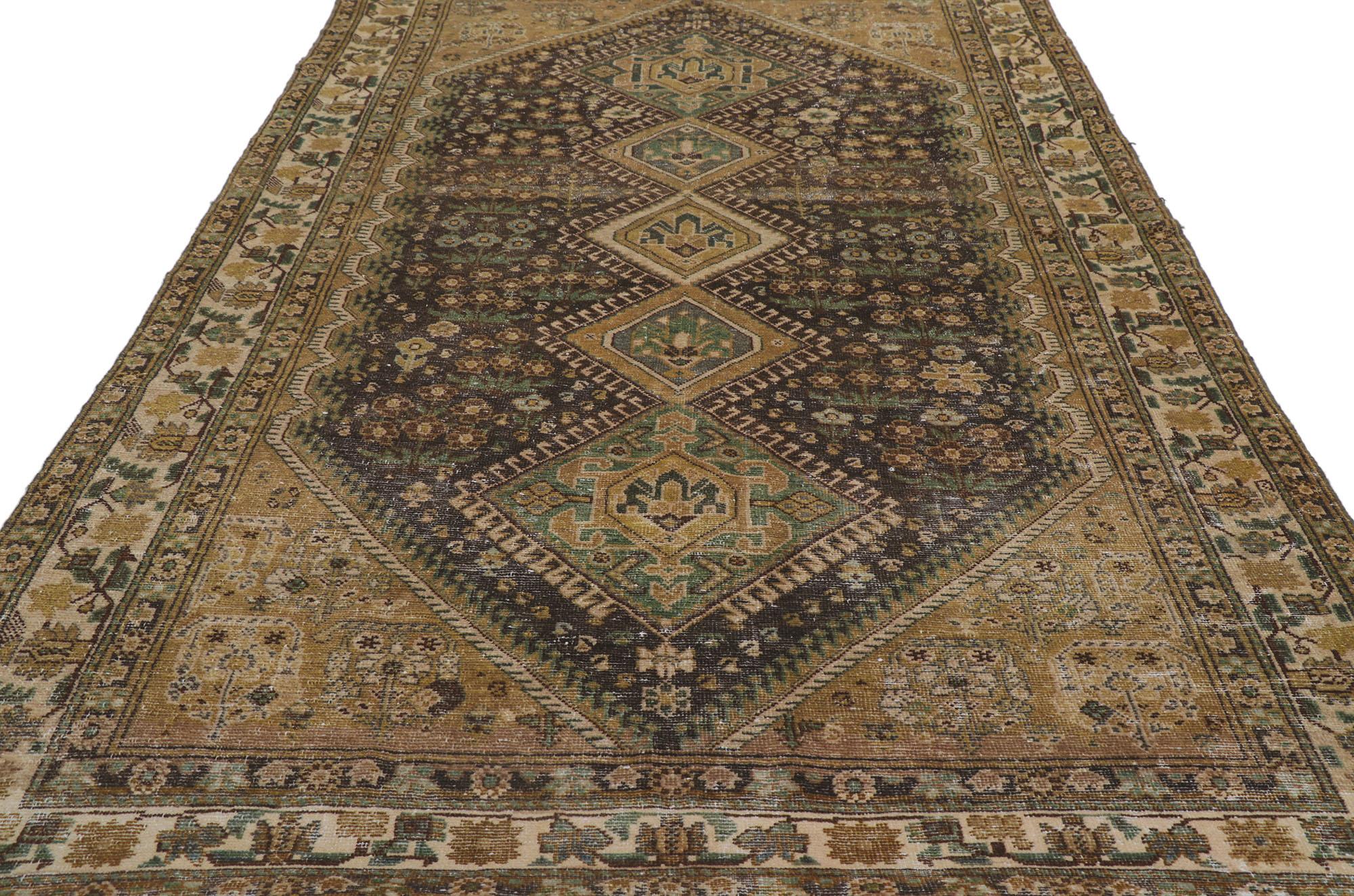 Hand-Knotted Distressed Antique Persian Malayer Gallery Rug For Sale