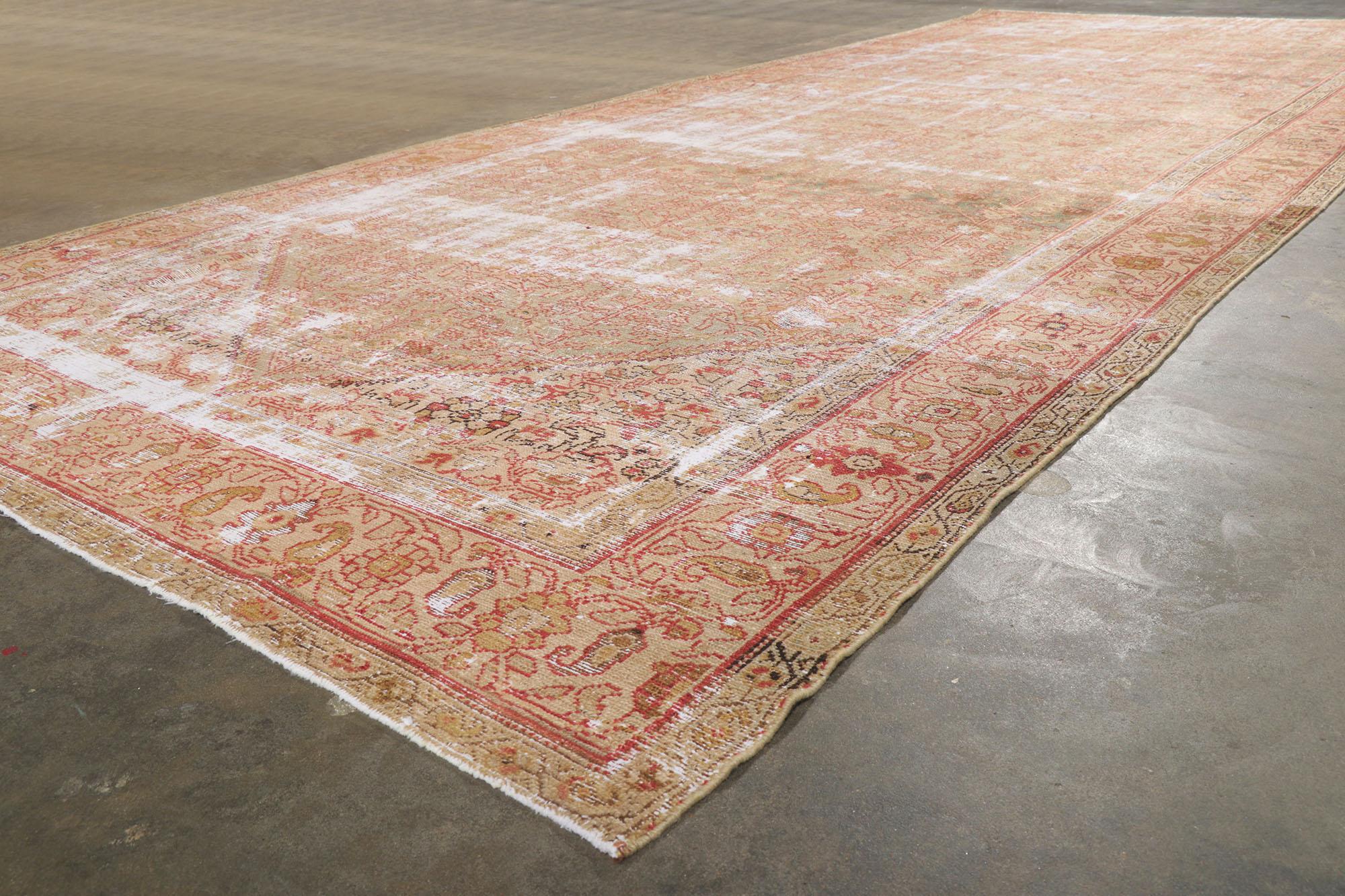 Wool Distressed Antique Persian Malayer Gallery Rug For Sale