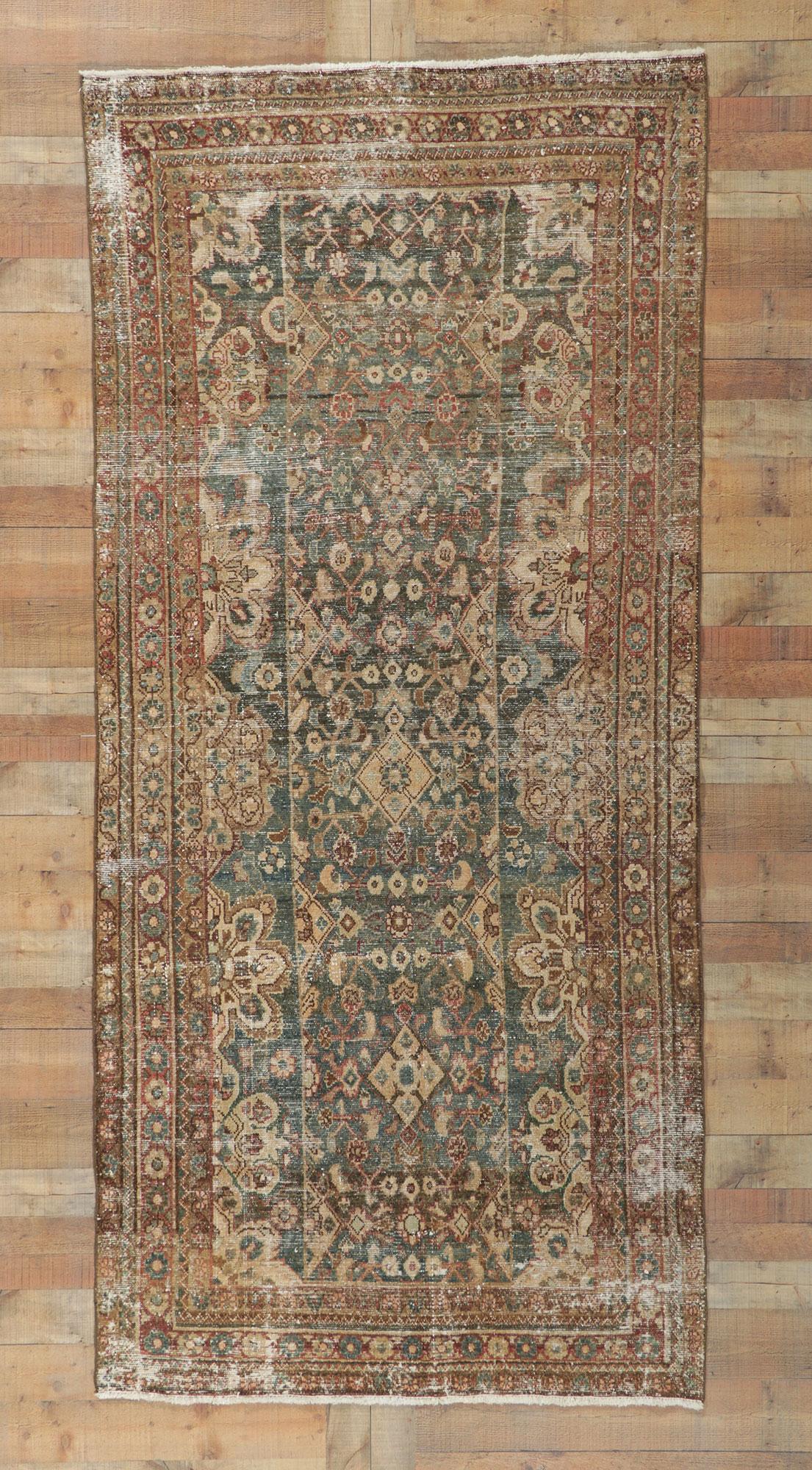 Antique-Worn Persian Malayer Rug, Relaxed Refinement Meets Rustic Charm For Sale 1