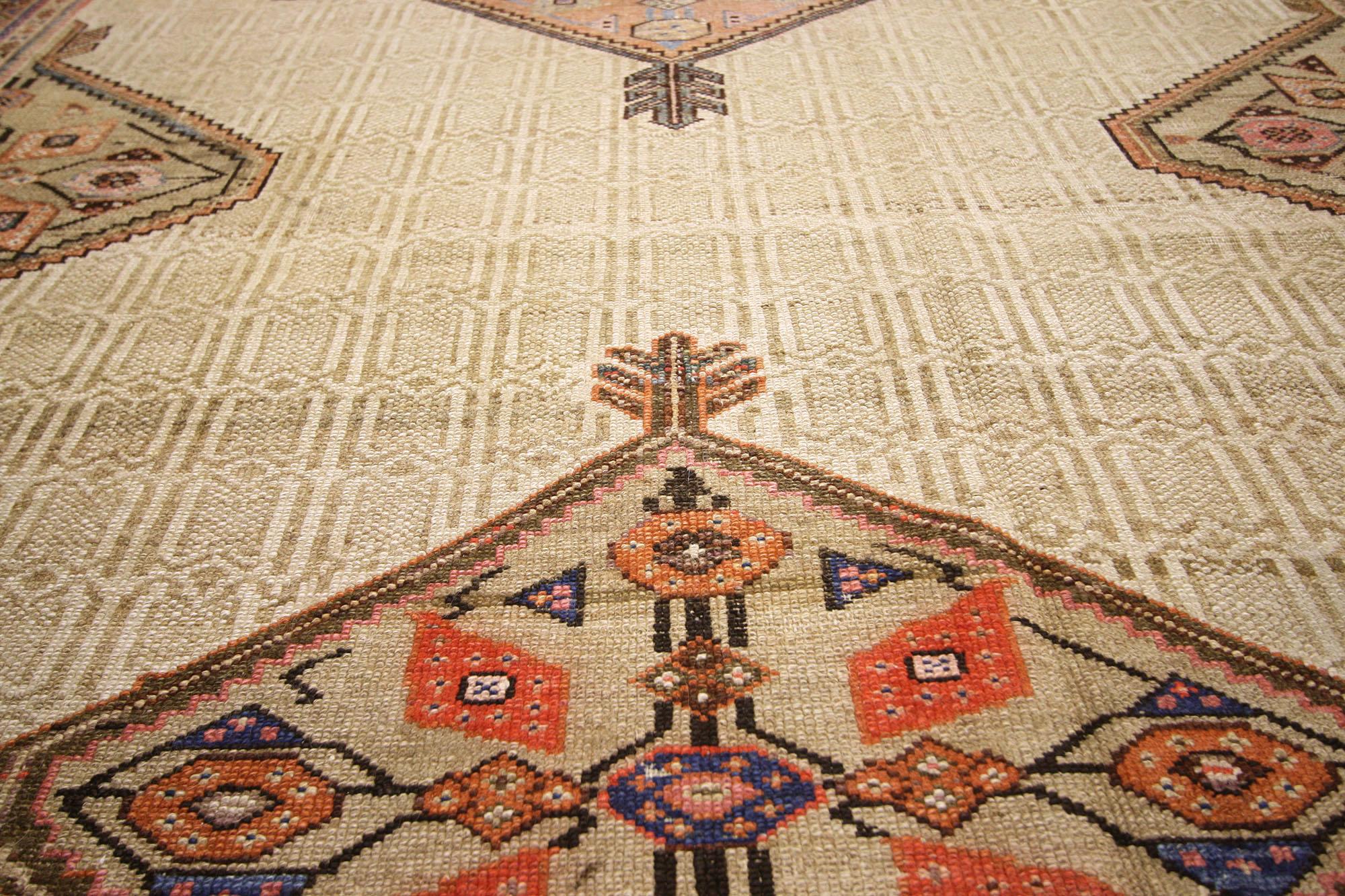 Late 19th Century Distressed Antique Persian Malayer Carpet with Modern Style For Sale 1