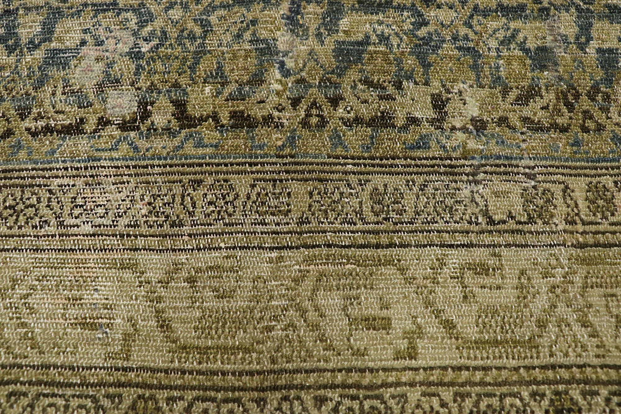 Wool Distressed Antique Persian Malayer Gallery Rug with Modern Rustic Style For Sale