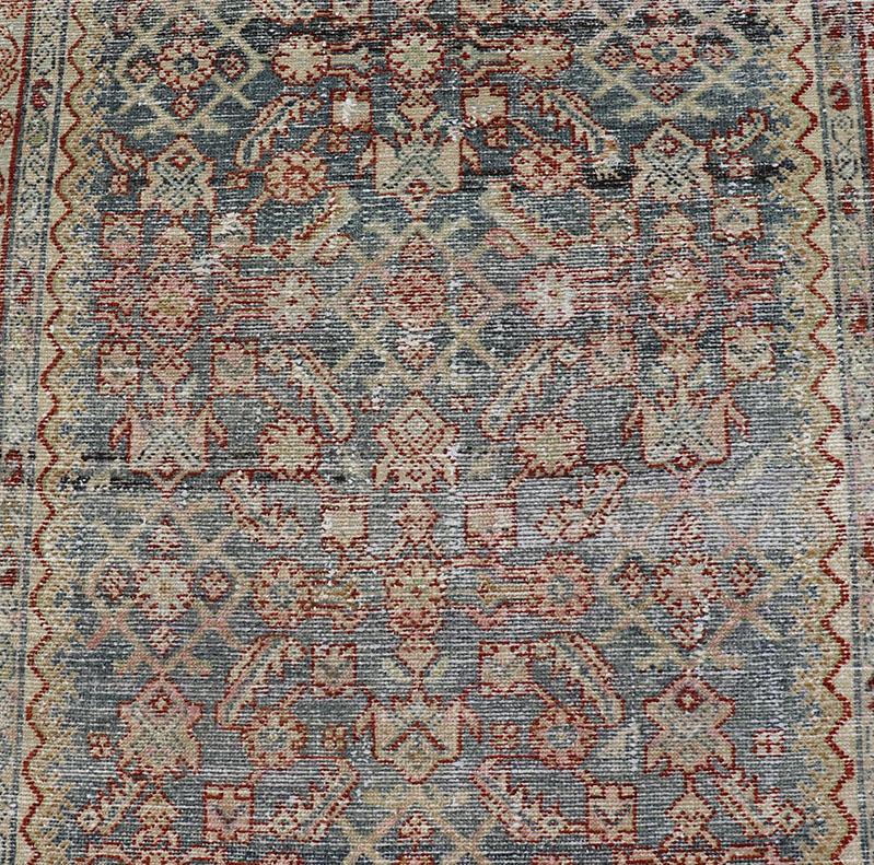 Distressed Antique Persian Malayer Gallery Runner with All-Over Design For Sale 4