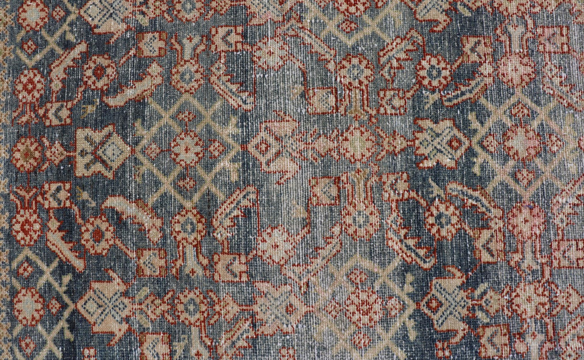 Distressed Antique Persian Malayer Gallery Runner with All-Over Design For Sale 6