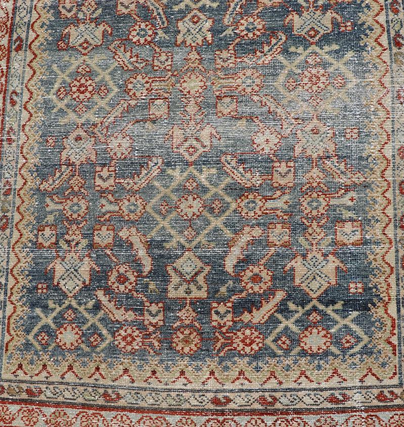 Distressed Antique Persian Malayer Gallery Runner with All-Over Design For Sale 2
