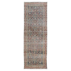 Distressed Antique Persian Malayer Gallery Runner with All-Over Design