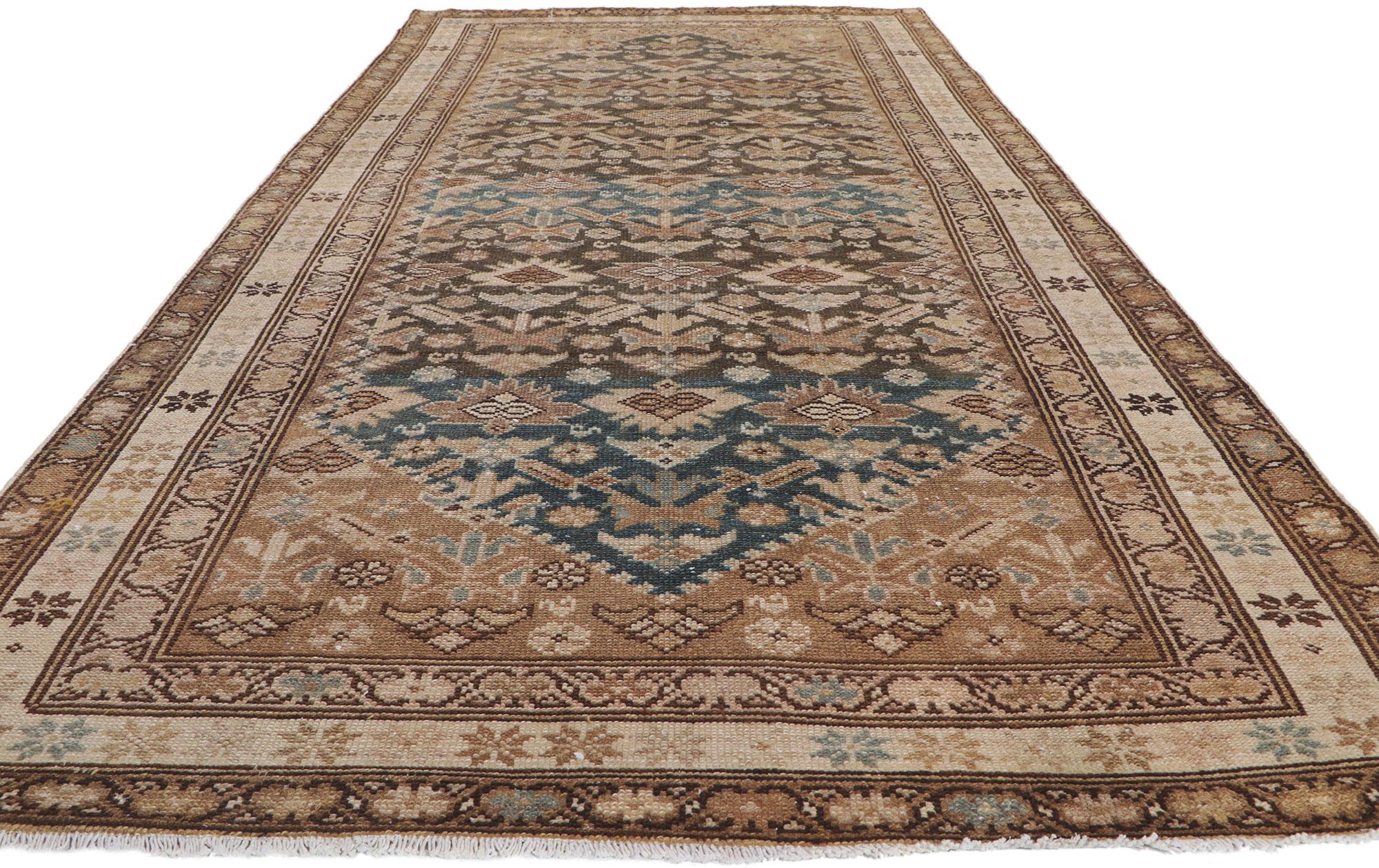 Hand-Knotted Distressed Antique Persian Malayer Hallway Rug For Sale