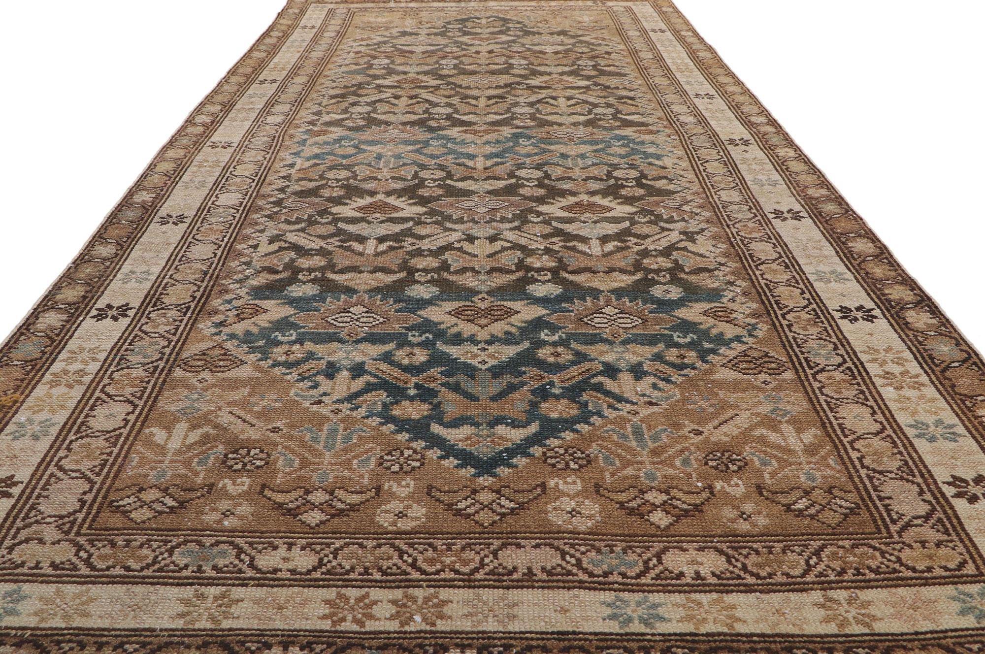 Distressed Antique Persian Malayer Hallway Rug In Distressed Condition For Sale In Dallas, TX
