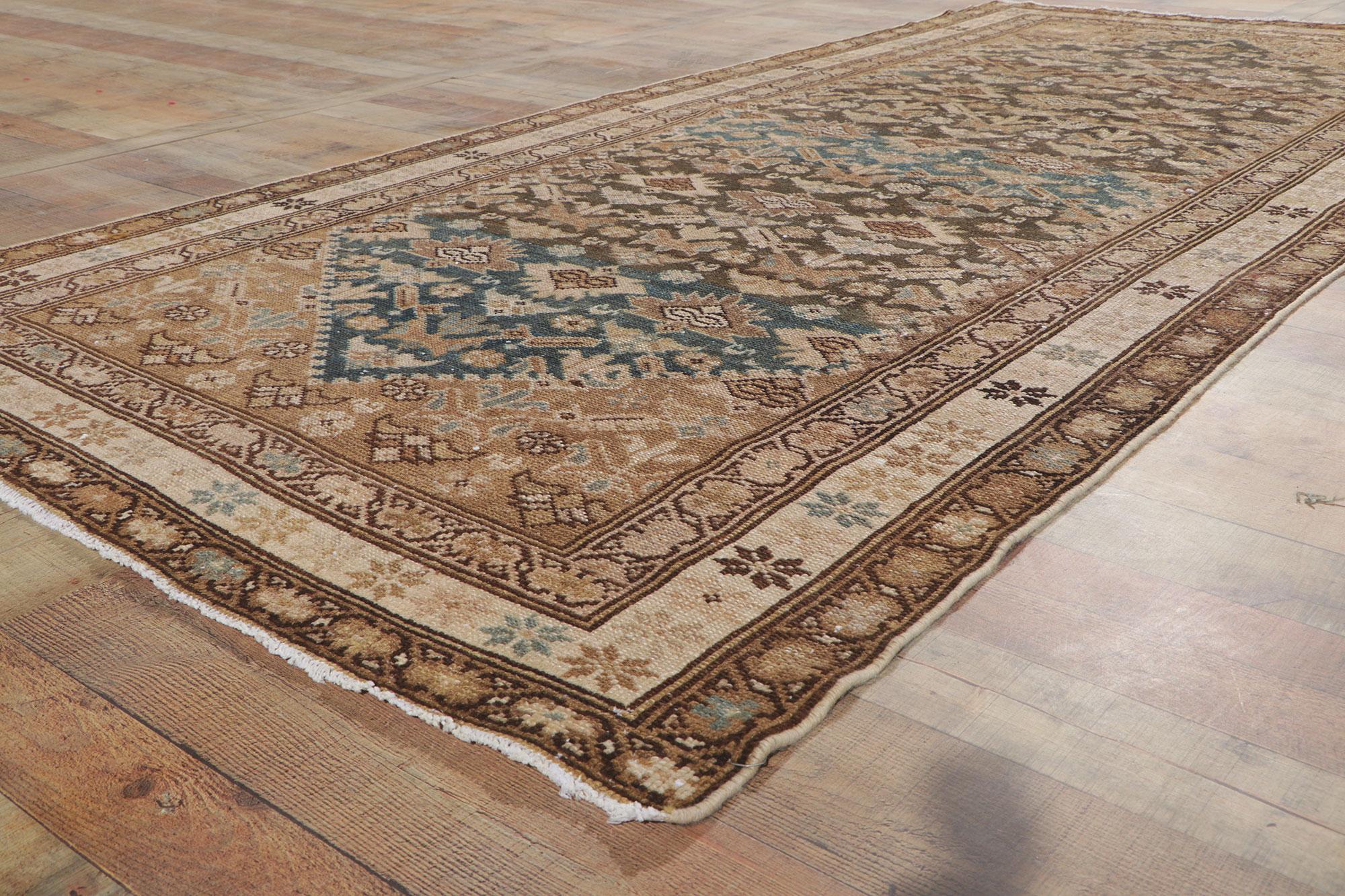 Wool Distressed Antique Persian Malayer Hallway Rug For Sale