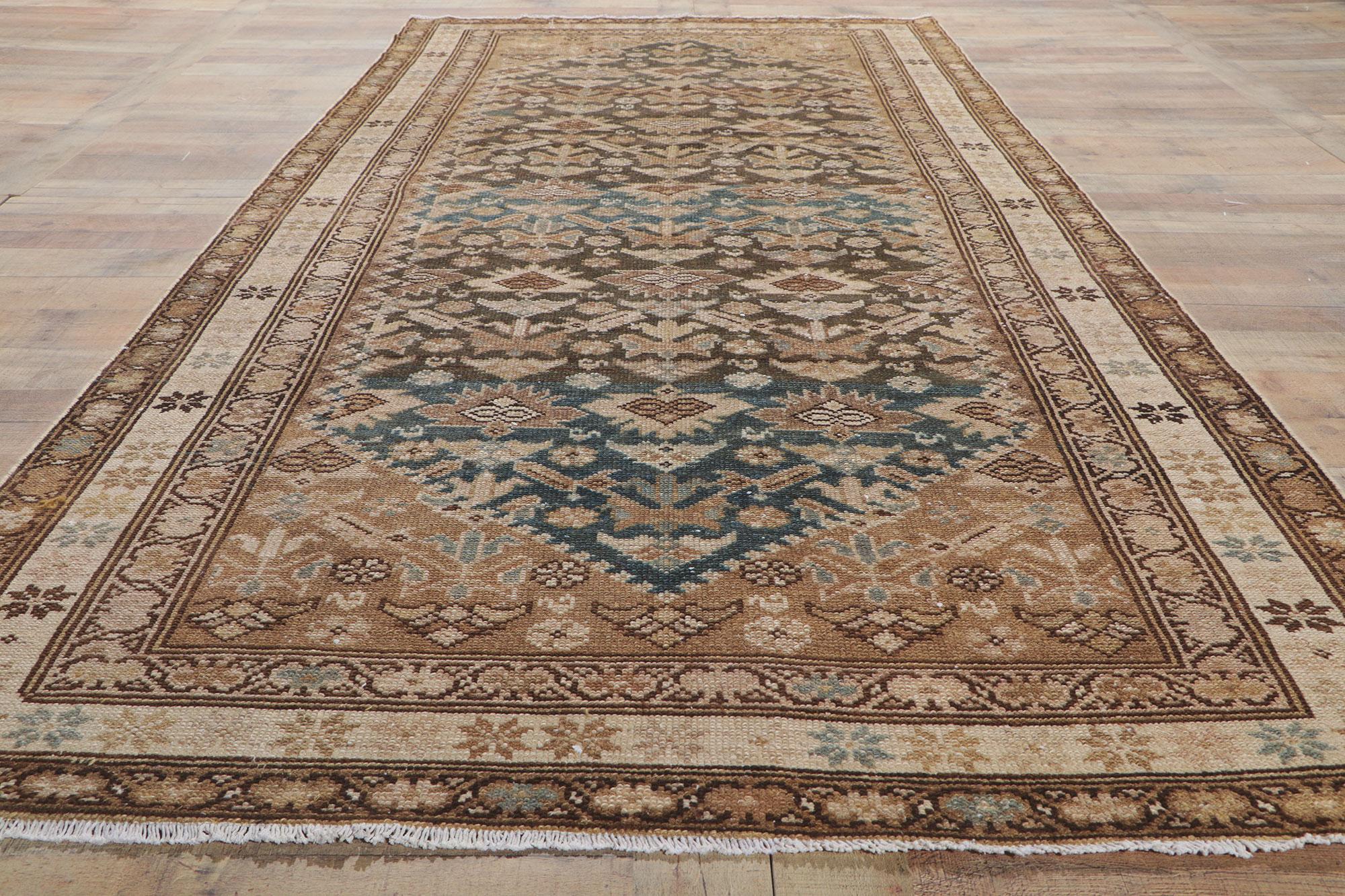Distressed Antique Persian Malayer Hallway Rug For Sale 1