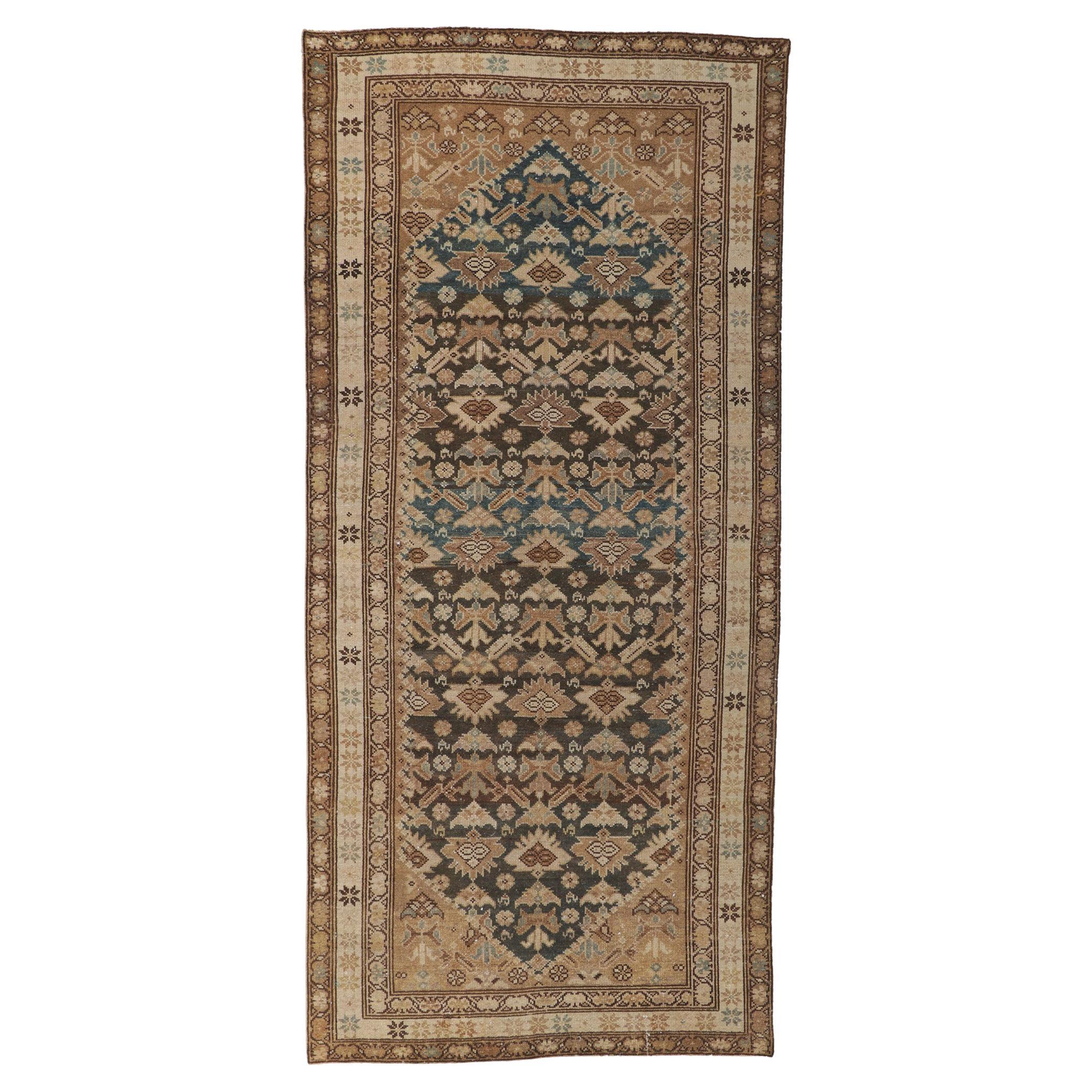 Distressed Antique Persian Malayer Hallway Rug For Sale