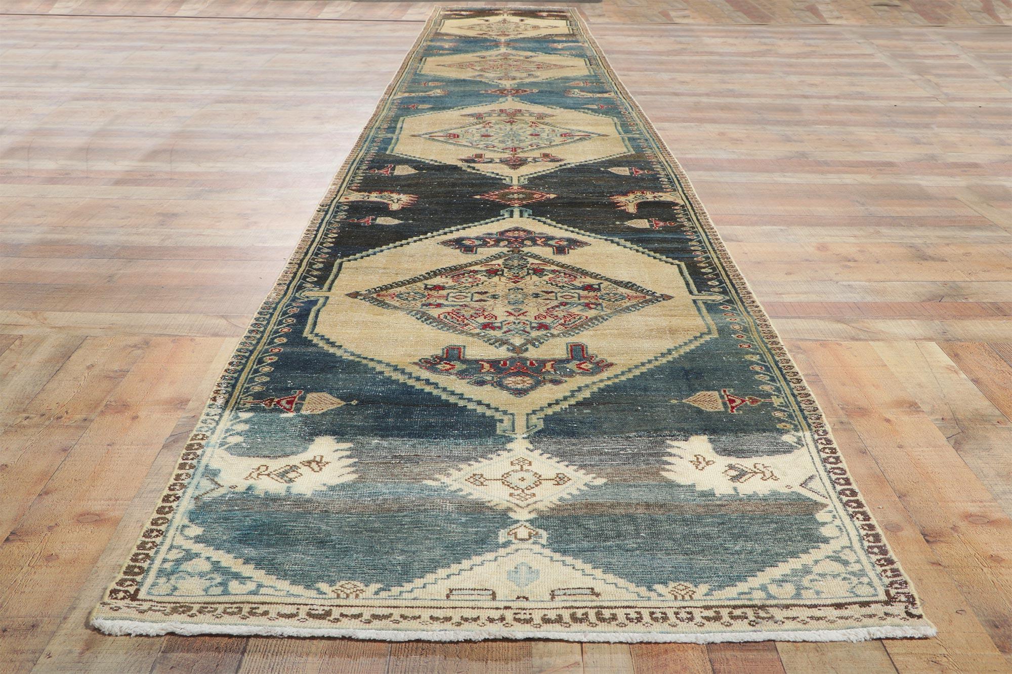 Distressed Antique Persian Malayer Hallway Runner For Sale 1