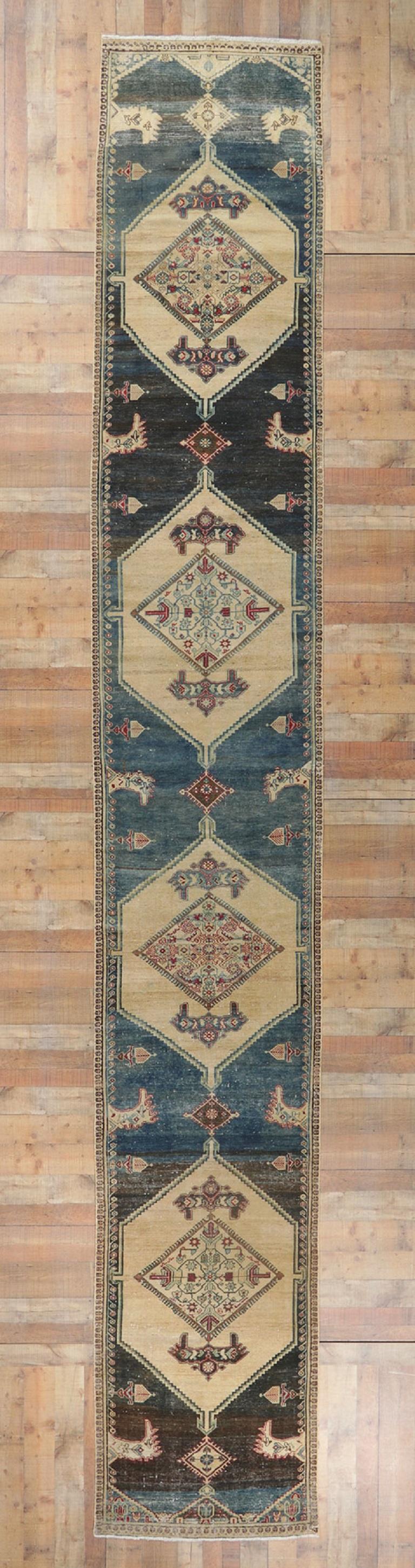 Distressed Antique Persian Malayer Hallway Runner For Sale 2