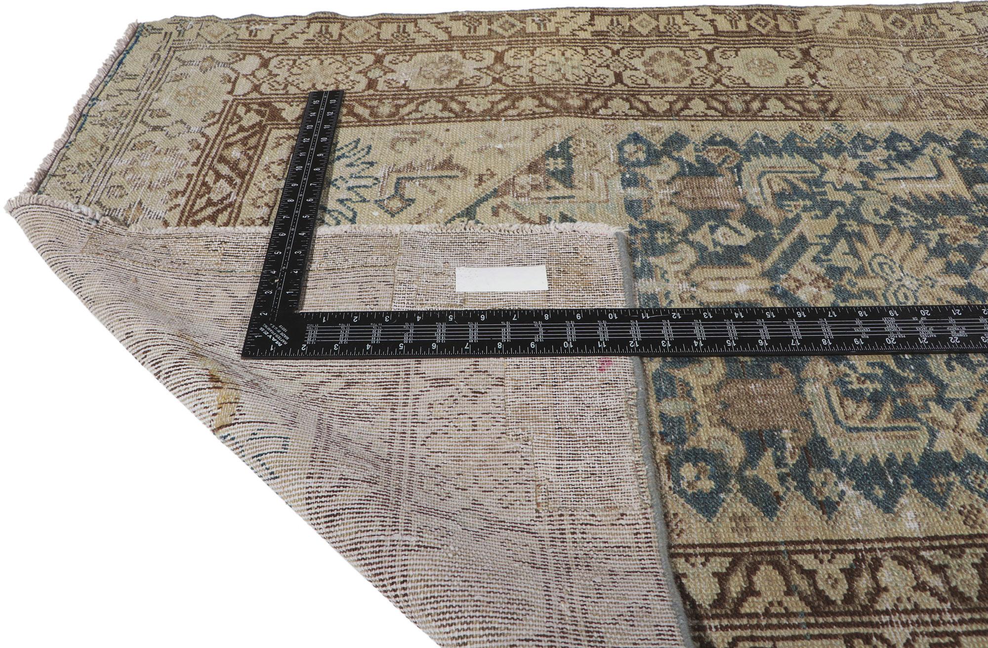 Wool Distressed Antique Persian Malayer Hallway Runner with Herati Design For Sale
