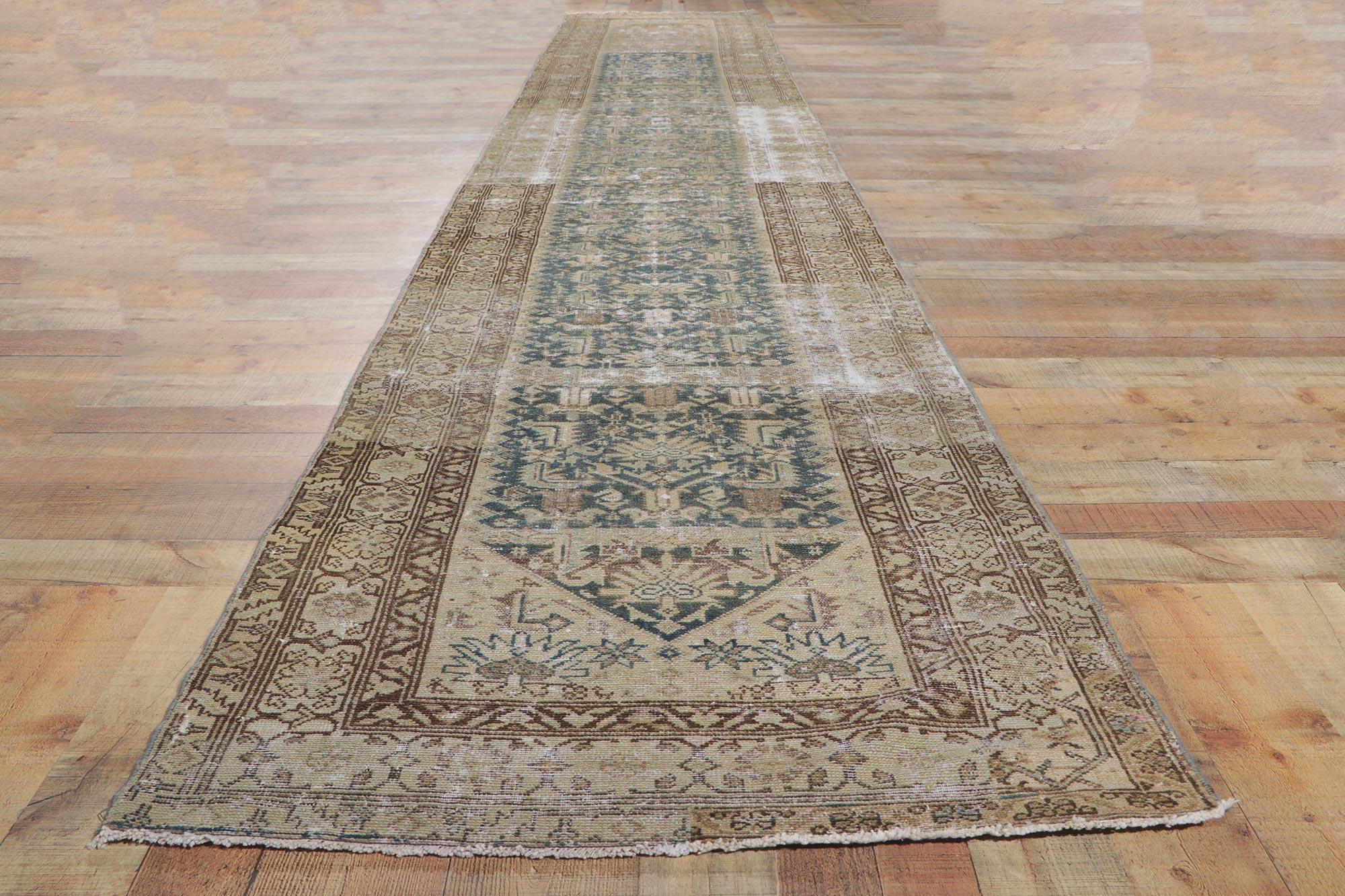 Distressed Antique Persian Malayer Hallway Runner with Herati Design For Sale 2