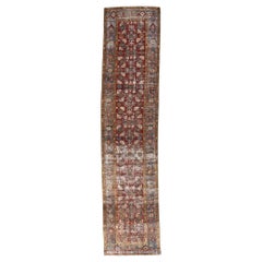 Distressed Antique Persian Malayer Rug Carpet Runner