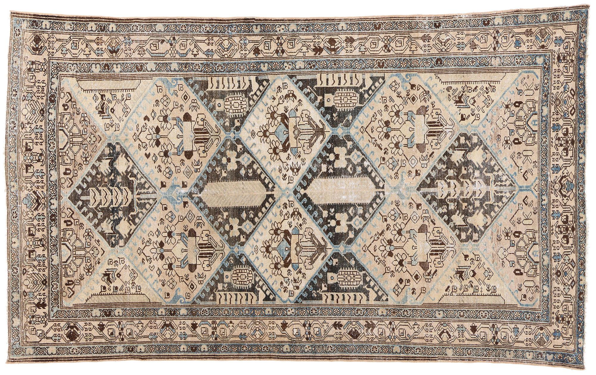 Alfombra persa malayer de 1910 envejecida con estilo moderno siglo XX en venta