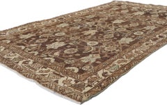 Antiker persischer Malayer-Teppich aus Goldbronze, Mid-Century Modern Meets Verwitterteppich