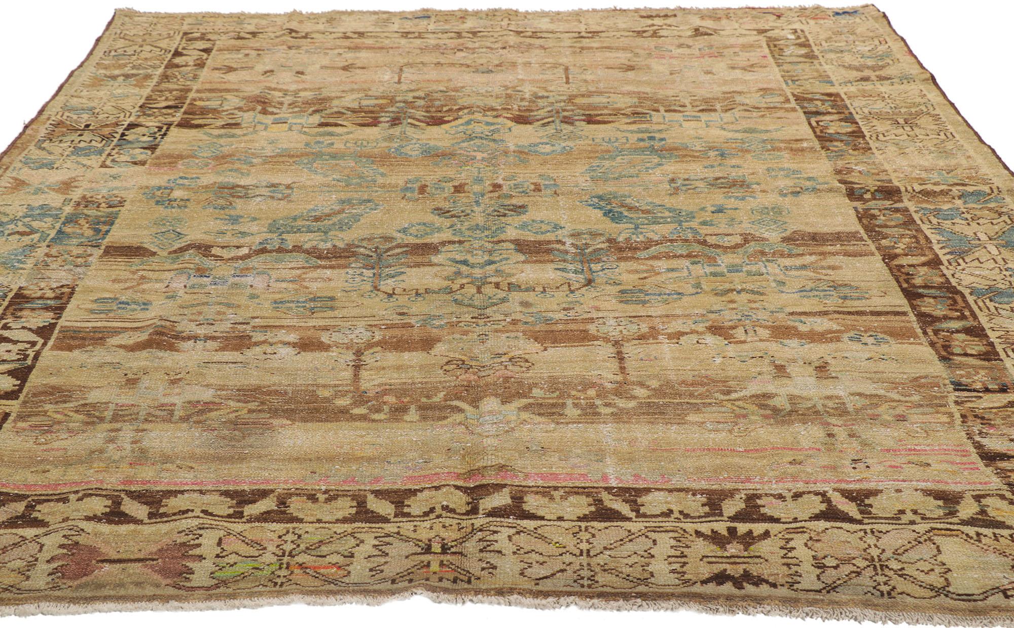 Perse Tapis persan Malayer ancien vieilli en mauvais état