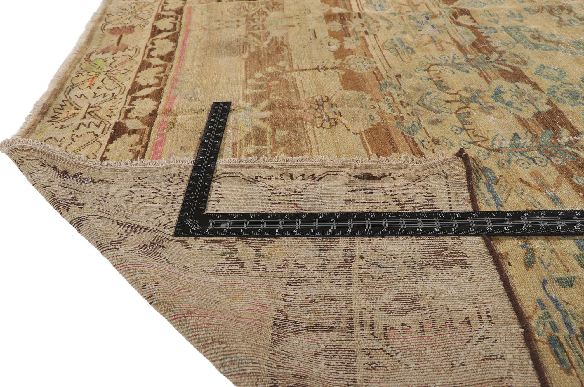 Tapis persan Malayer ancien vieilli en mauvais état Abîmé à Dallas, TX