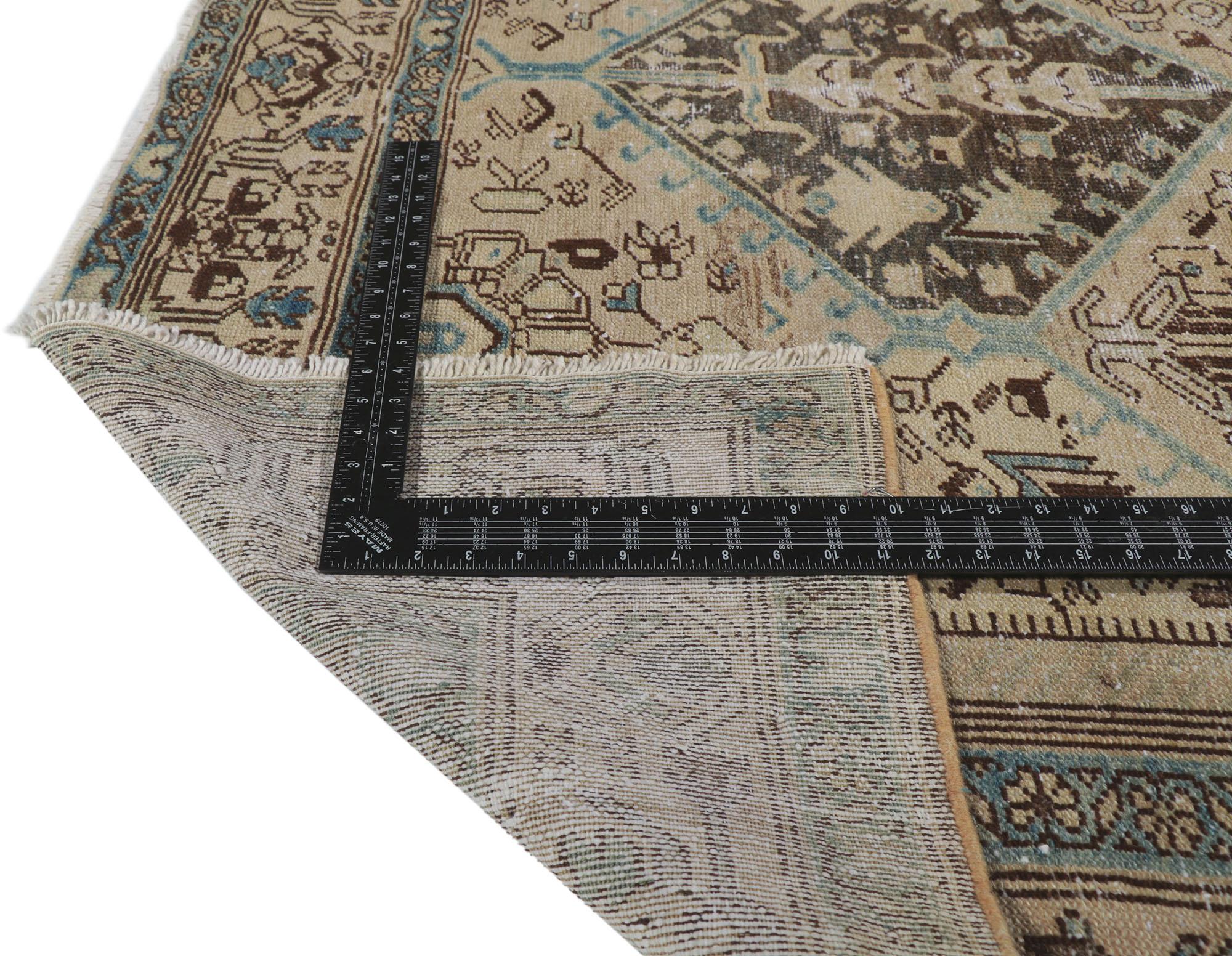 20th Century Distressed Antique Persian Malayer Rug For Sale