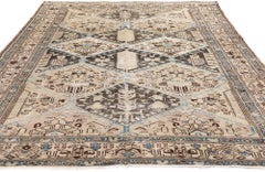 1910's Distressed Persian Malayer Carpet with Modern Style