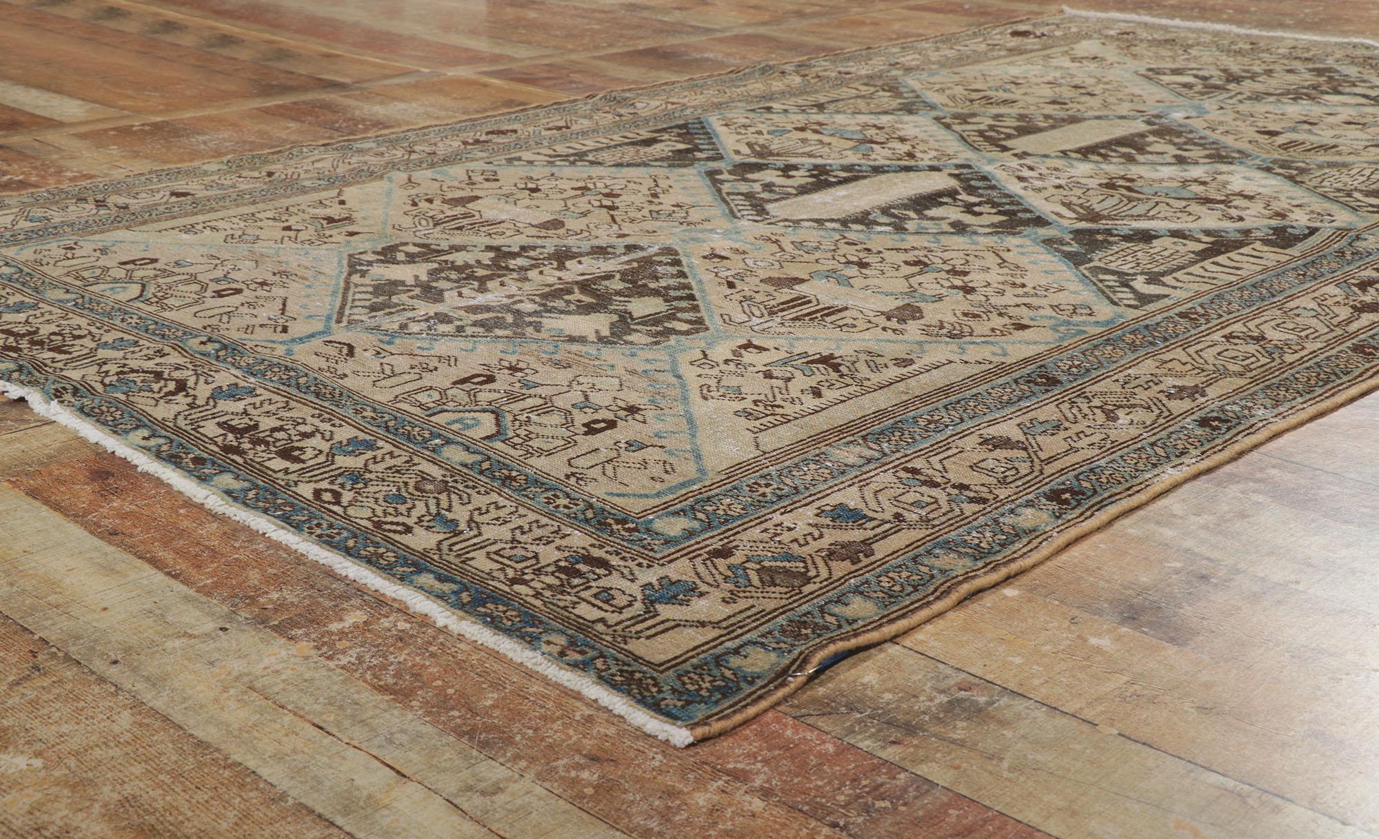 Wool Distressed Antique Persian Malayer Rug For Sale