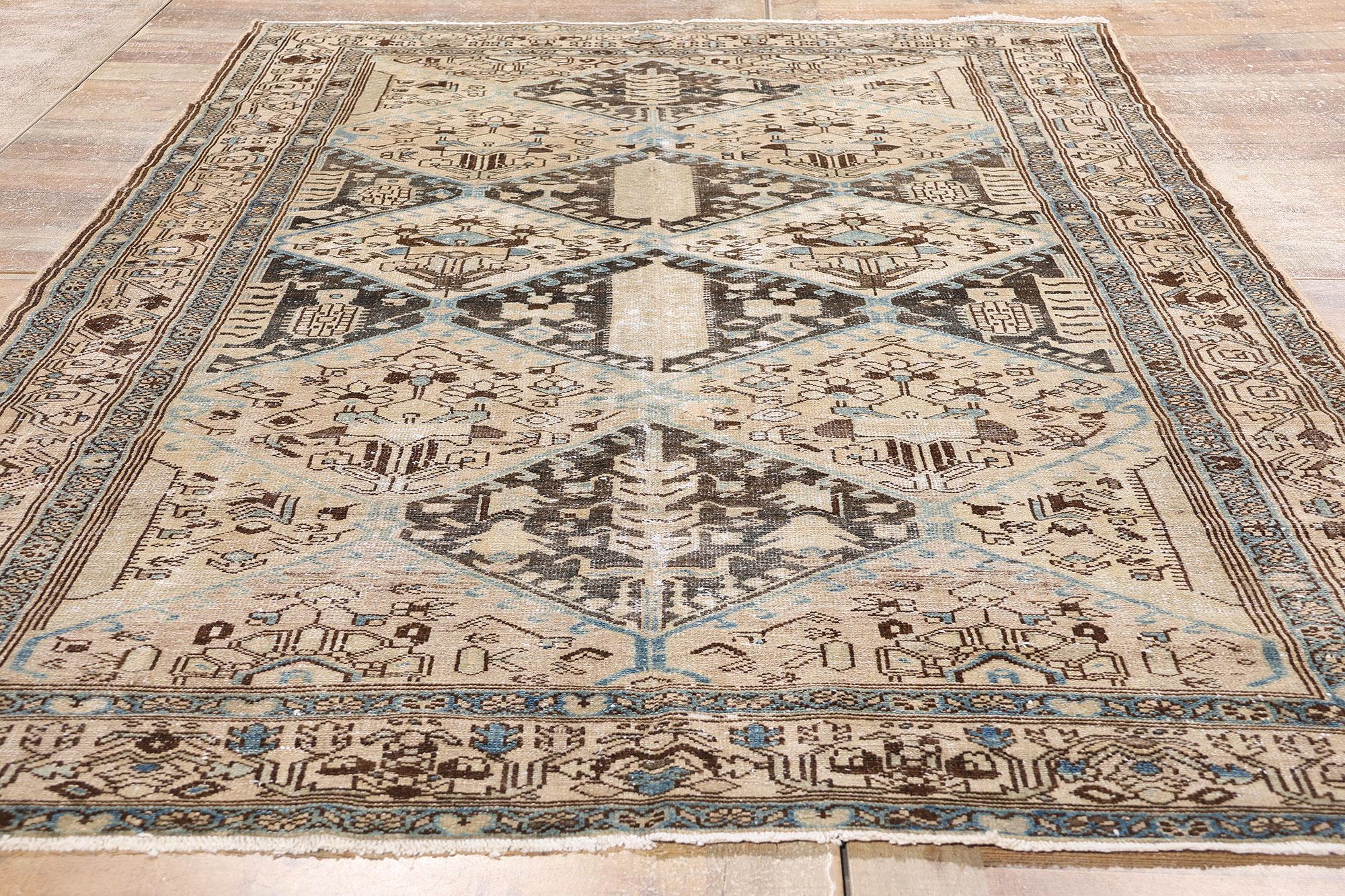 Alfombra persa malayer de 1910 envejecida con estilo moderno Renacimiento colonial en venta